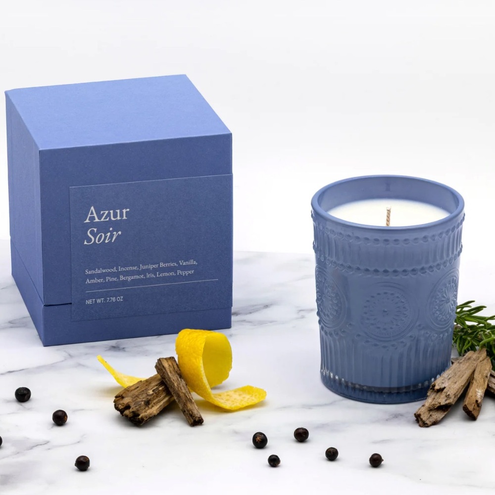 NWT Italic Azur Soir Noir Swiss Luxury Scented Glass Candle